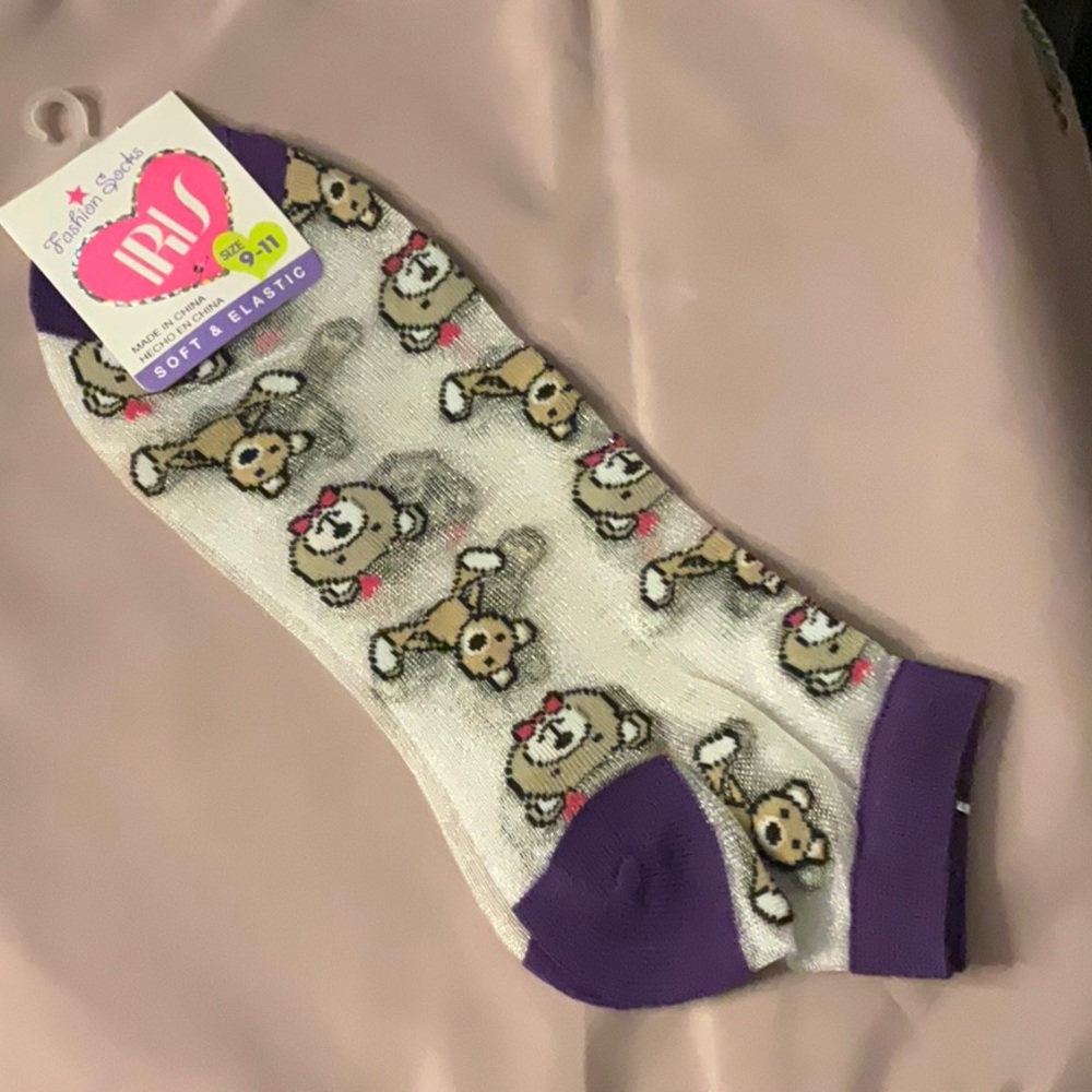 Sheer teddy bear socks